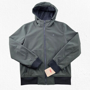 Levi’s Olive Green Softshell Bomber Jacket Hooded Zip Up Jacket Size Small NWT